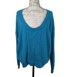 Free People | NWT Oversized Cable Pullover Sweater Teal | Size S